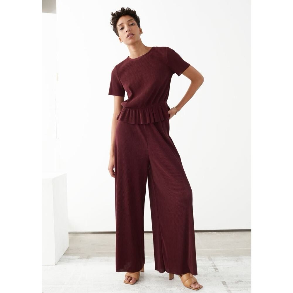 paris atelier other stories Wide Leg Ribbed 2 piece set Sz S